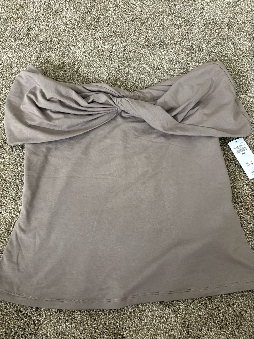 Twist-Front Strapless Tube Top - Taupe